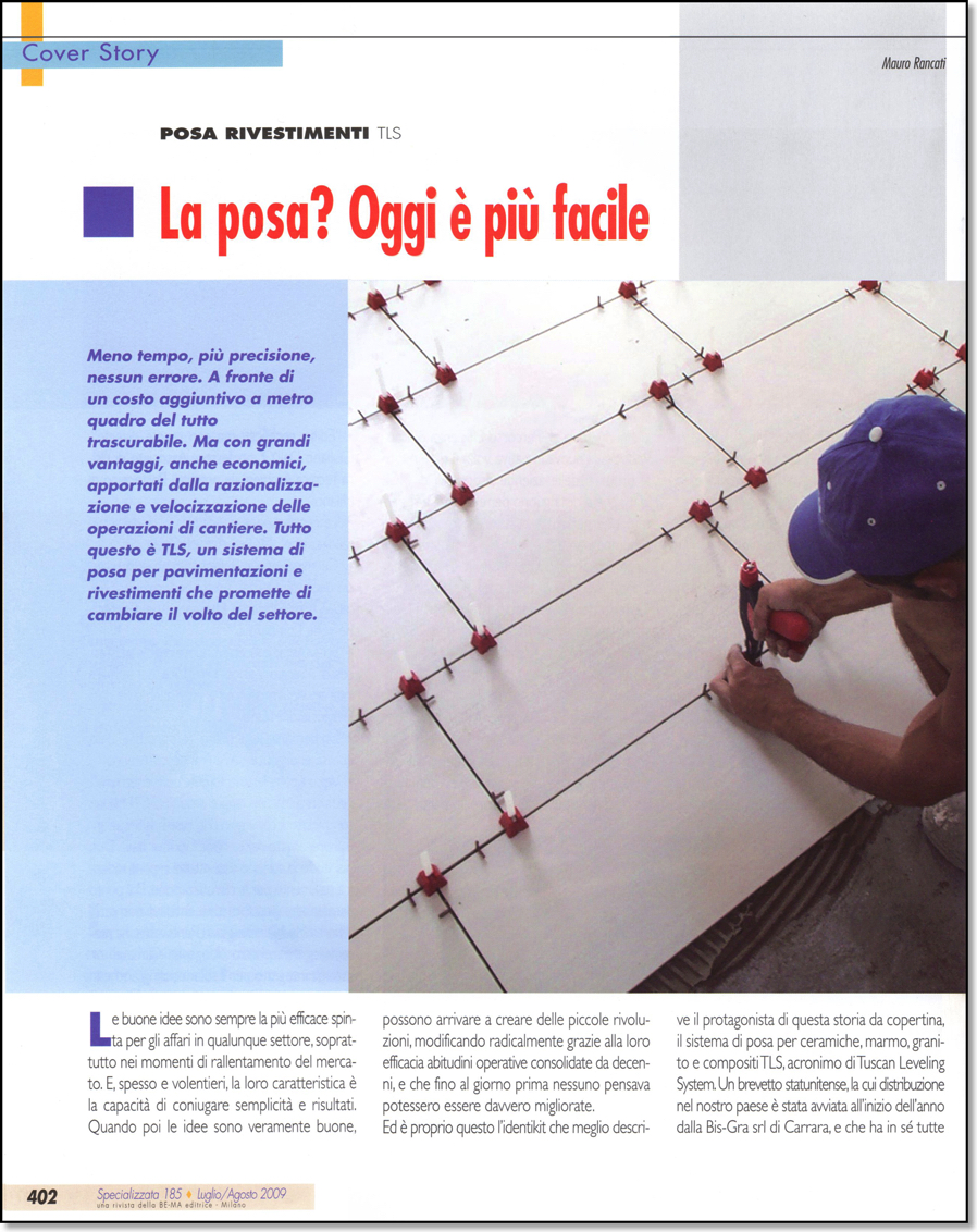 Specializzata magazine, stone, tile, marble, lippage free, tuscan leveling system